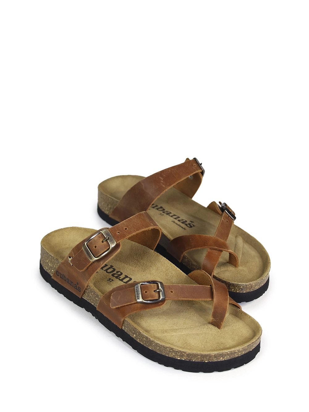Nazare-Sandália em Pele Camel com Múltiplas Tiras - Image 4