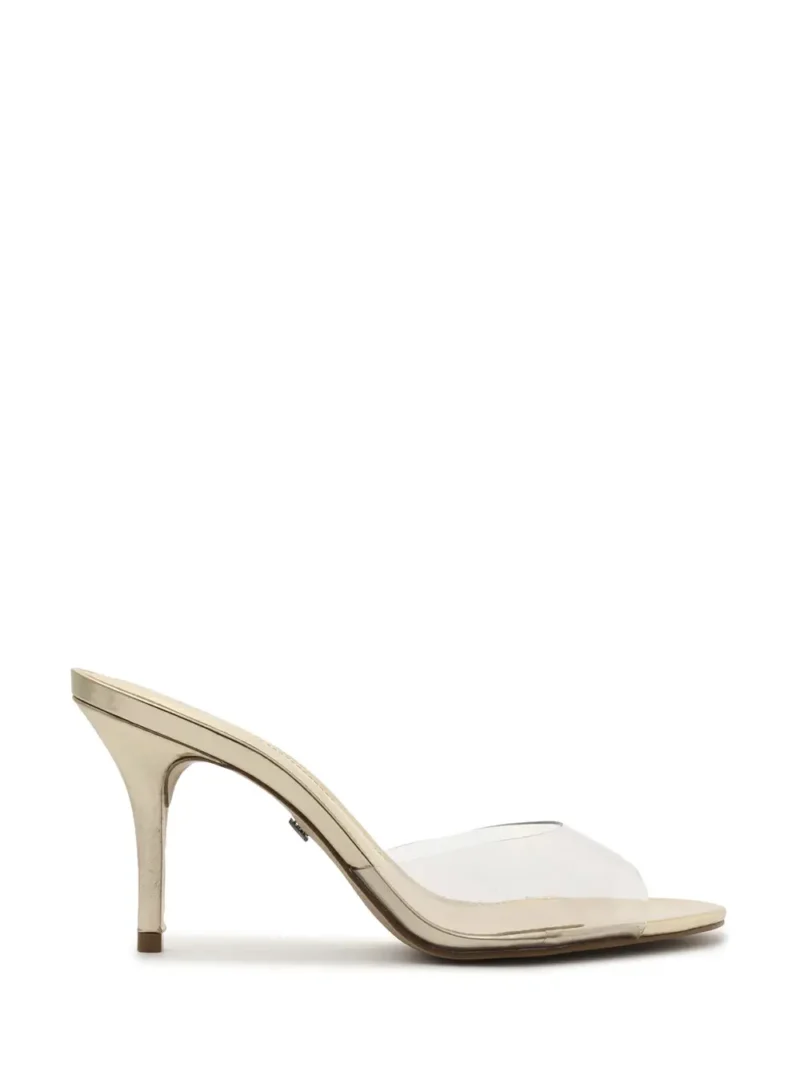 Sandália Arezzo com Vinil Transparente e Salto Dourado