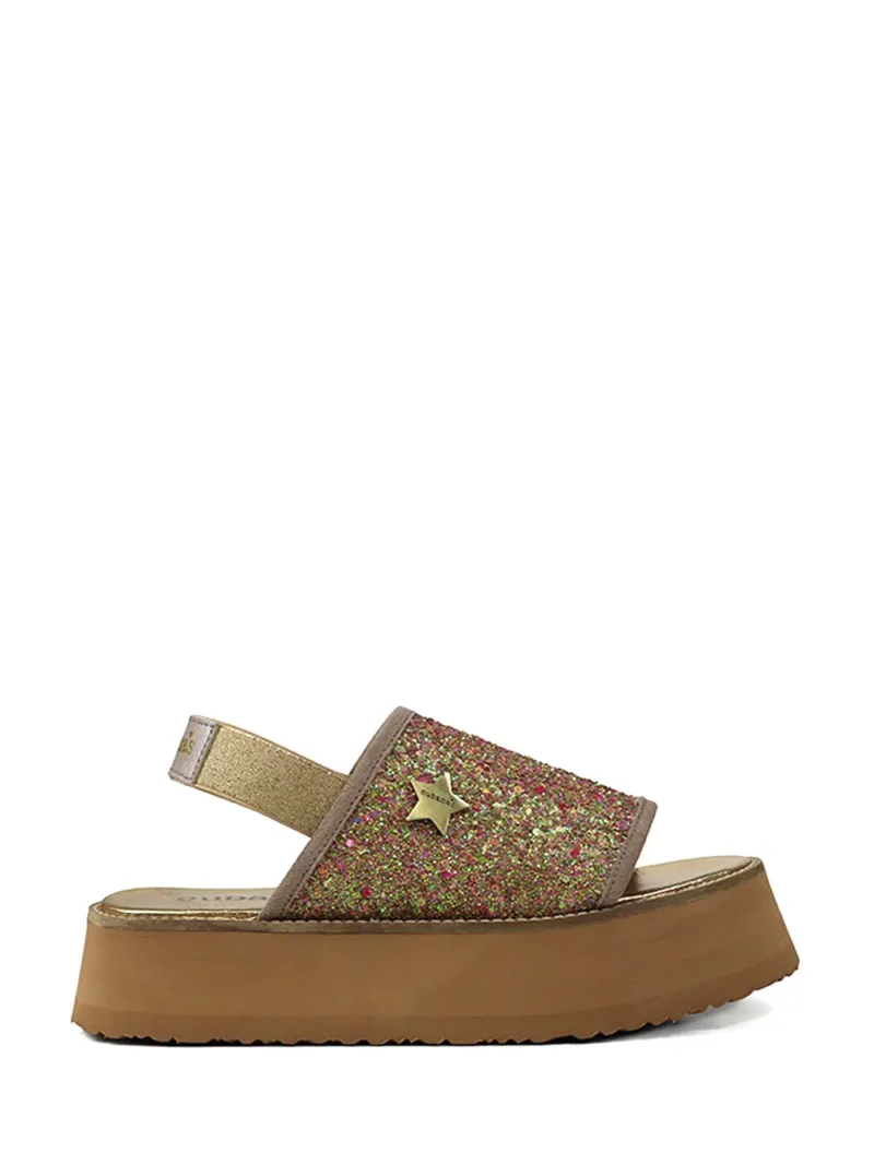Sandália Plataforma Cubanas com Glitter Verde