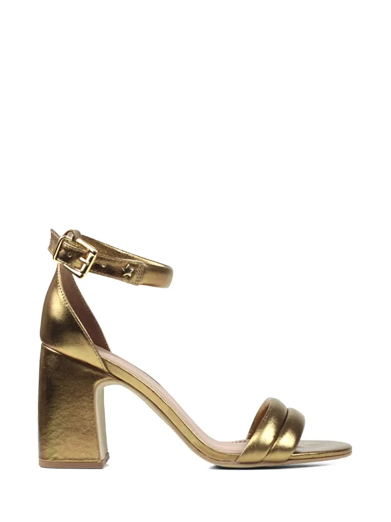 Sandália Cubanas em Pele Dourada com Tira Dupla