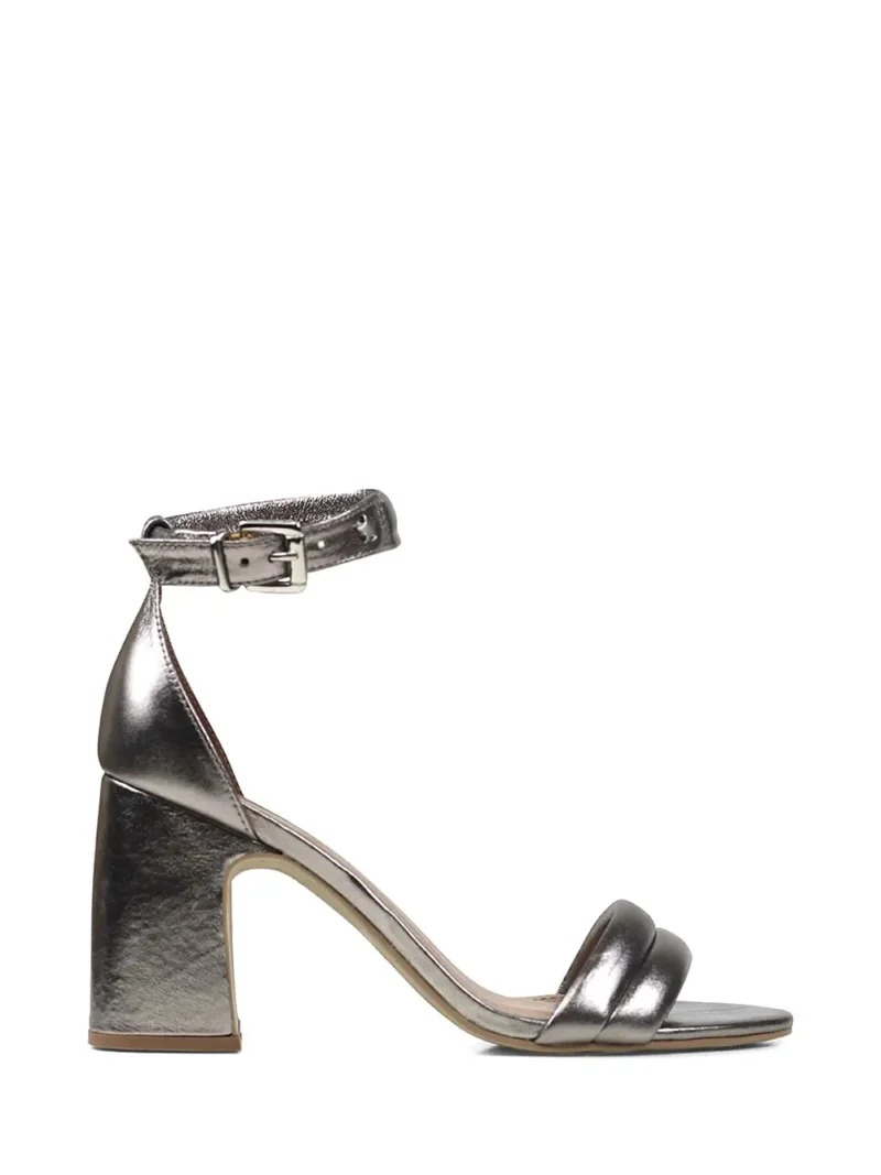 Sandália Cubanas em Pele Prata com Tira Dupla