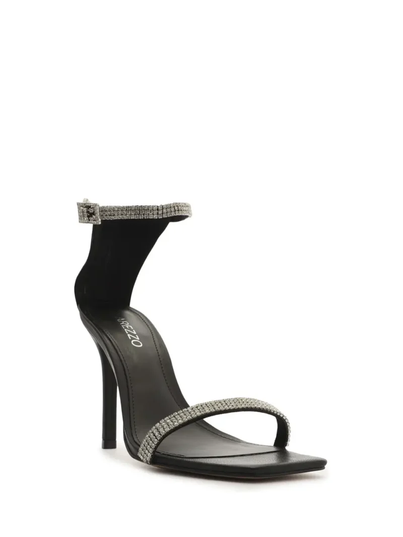 Alternative view of Sandália Arezzo Preta em Pele e Pormenor de Cristais