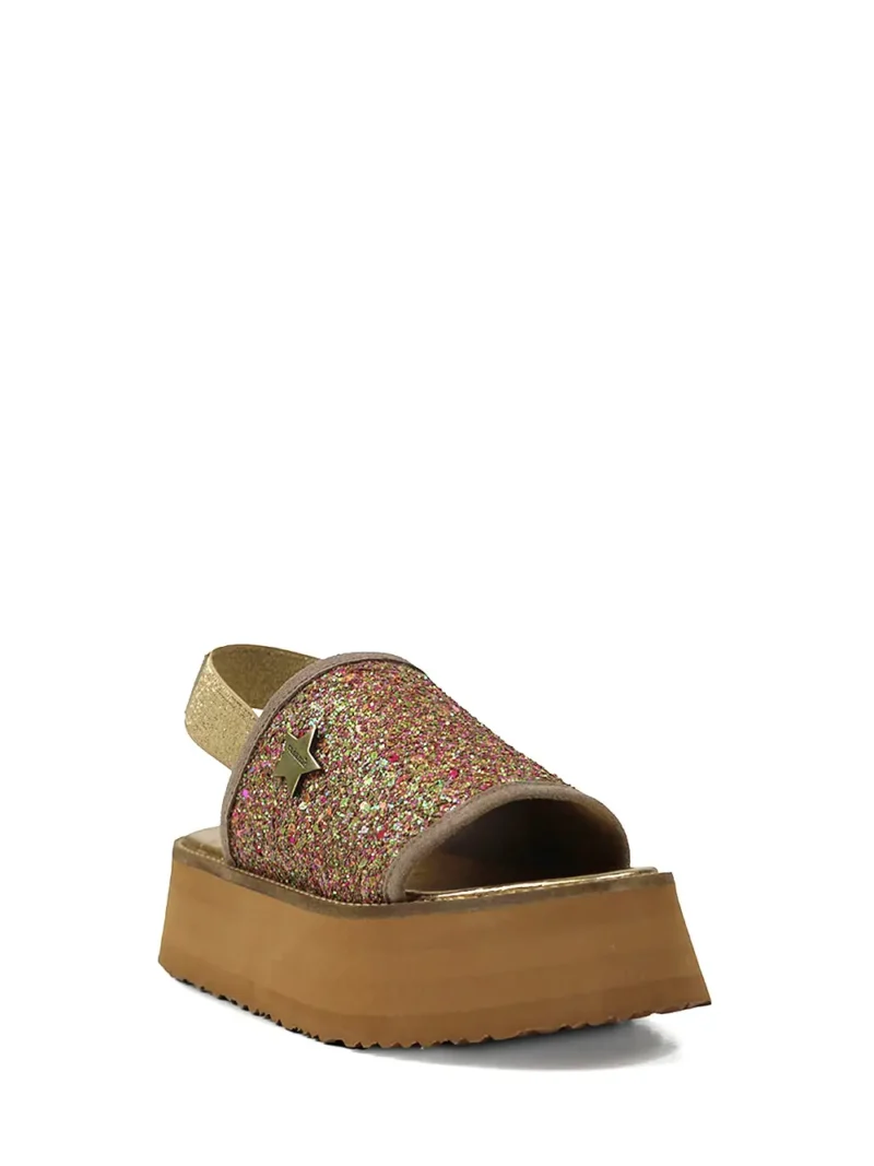 Alternative view of Sandália Plataforma Cubanas com Glitter Castanho