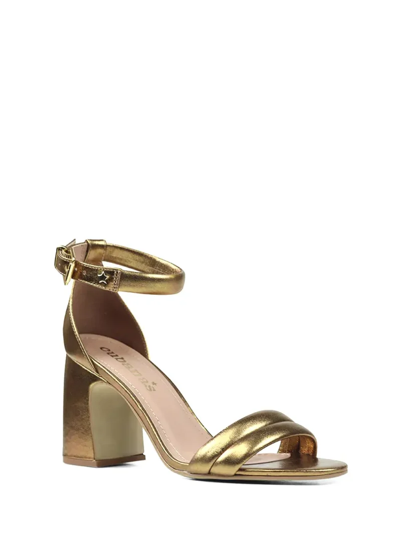 Alternative view of Sandália Cubanas em Pele Dourada com Tira Dupla