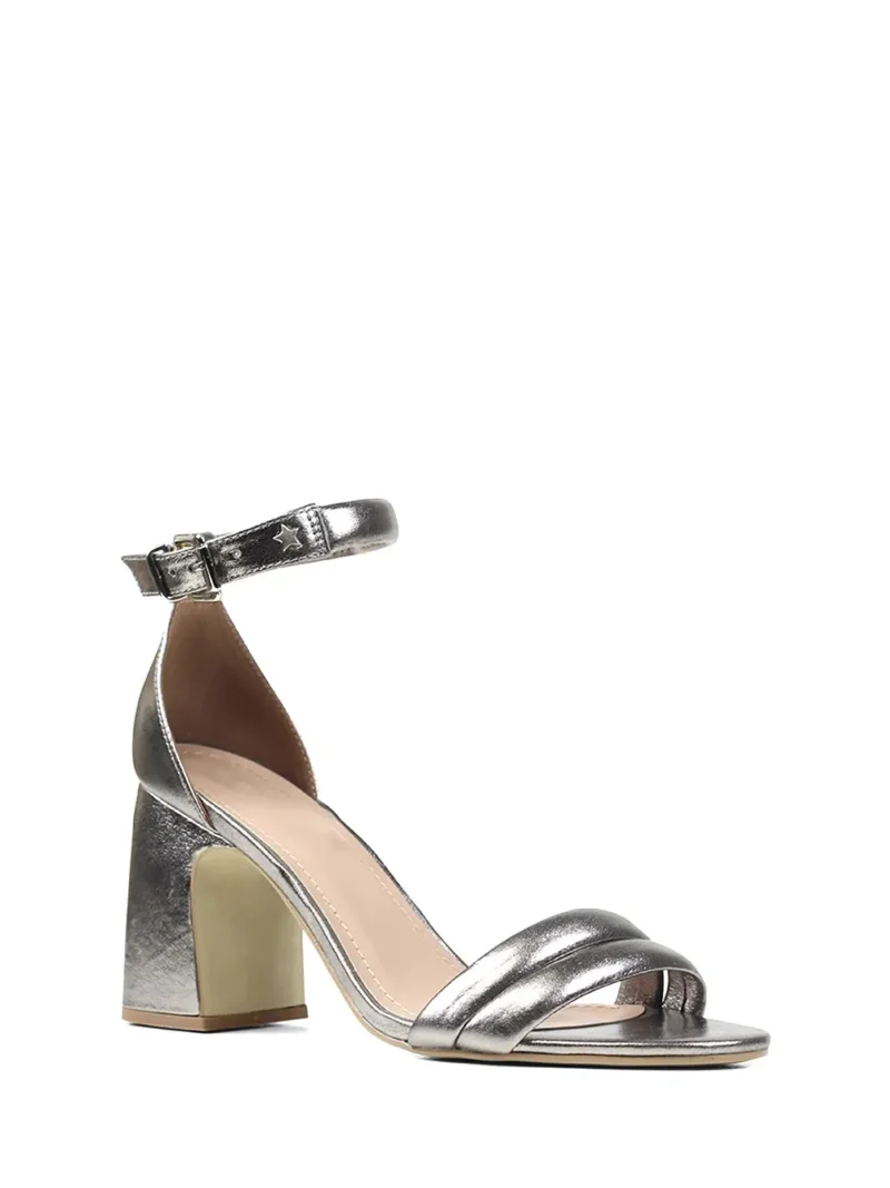 Alternative view of Sandália Cubanas em Pele Prata com Tira Dupla