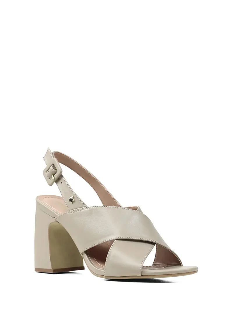 Alternative view of Sandália Cubanas em Pele Beige com Tiras Cruzadas