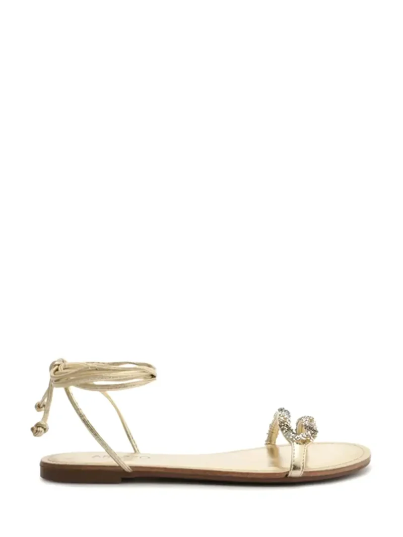 Sandália Arezzo em Pele Dourada e Amarração no Tornozelo