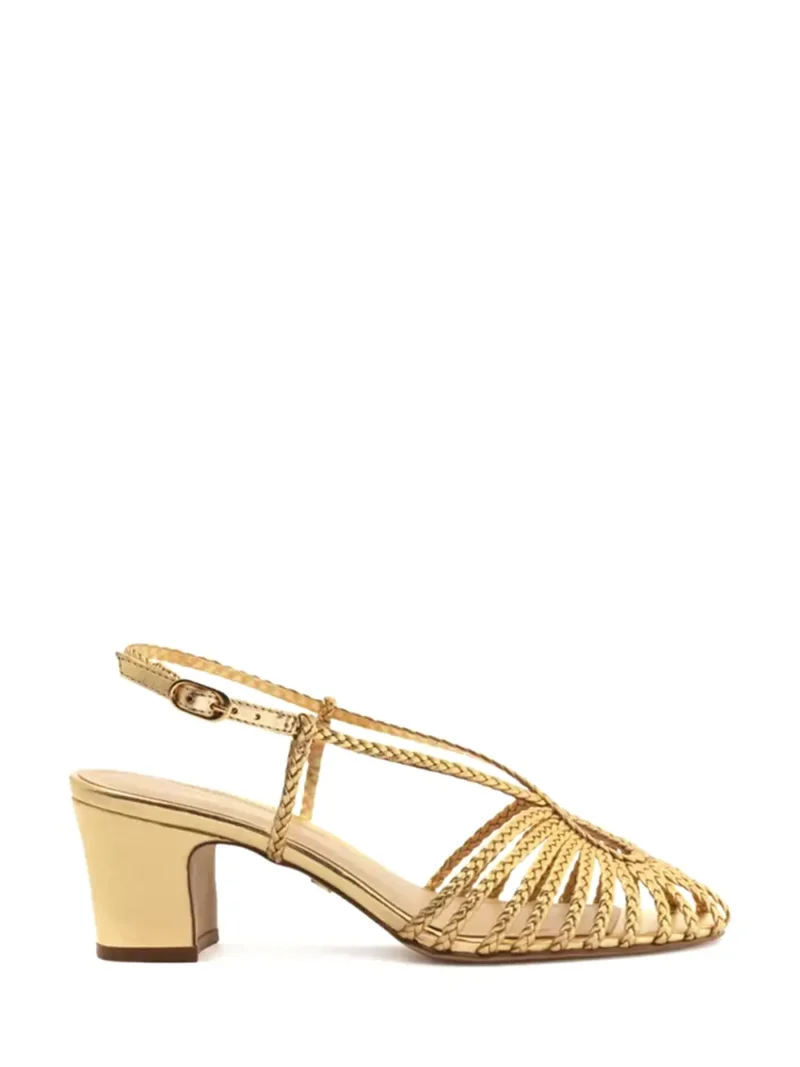 Sandália Arezzo em Pele Dourada e Tiras Entrançadas