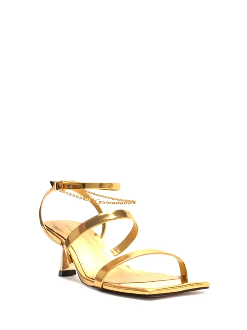 Alternative view of Sandália Arezzo em Pele Dourada com Tiras e Corrente