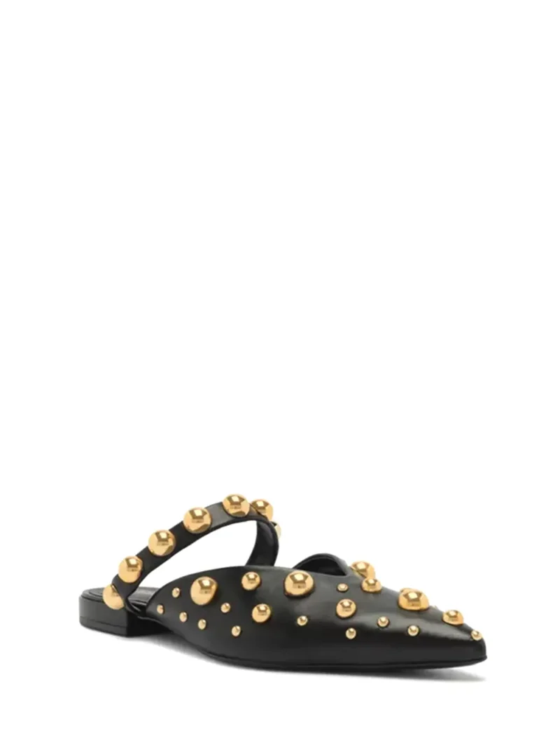 Alternative view of Mule Arezzo Preto em Pele com Aplicações em Dourado