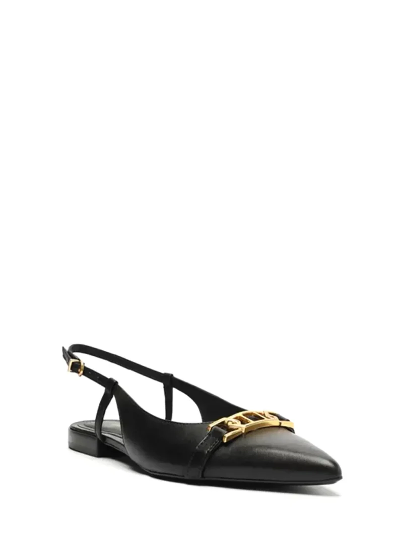 Alternative view of Mule Arezzo Preta em Pele e Biqueira Fina