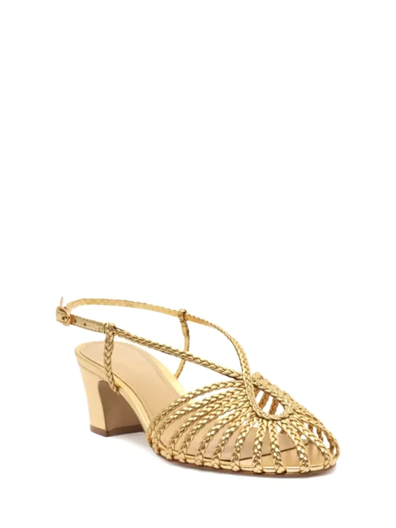 Alternative view of Sandália Arezzo em Pele Dourada e Tiras Entrançadas