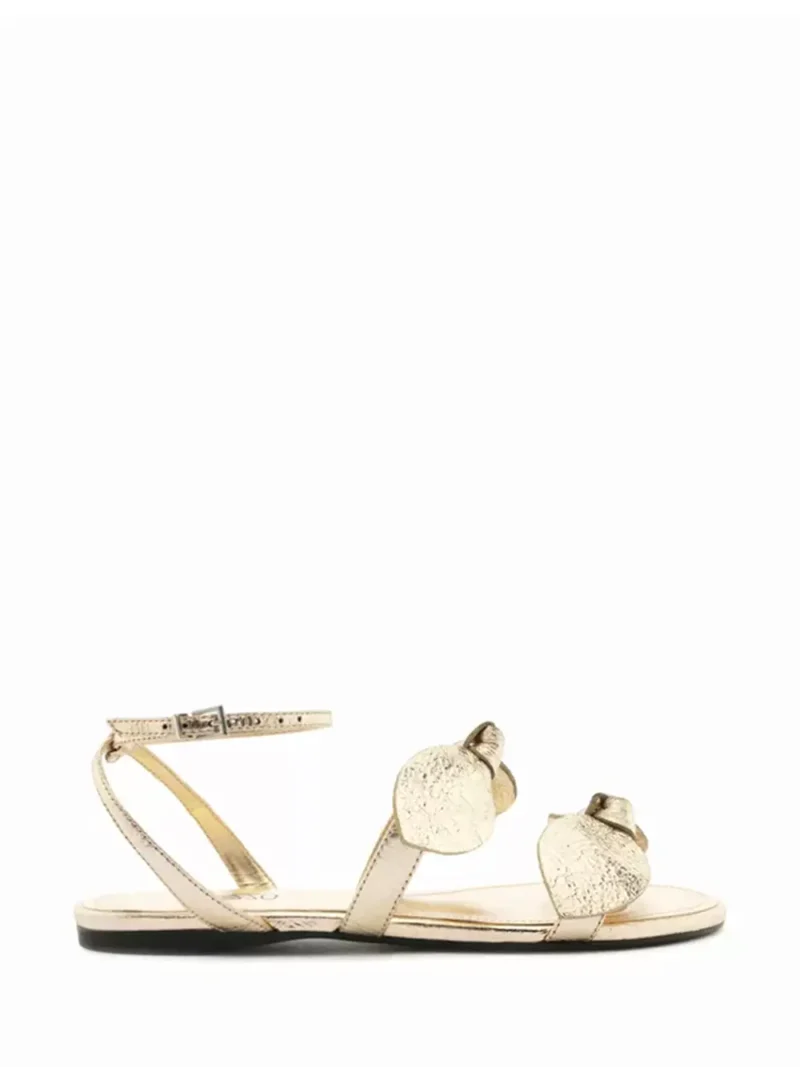 Sandália Arezzo em Pele Dourada e Tiras com Laços