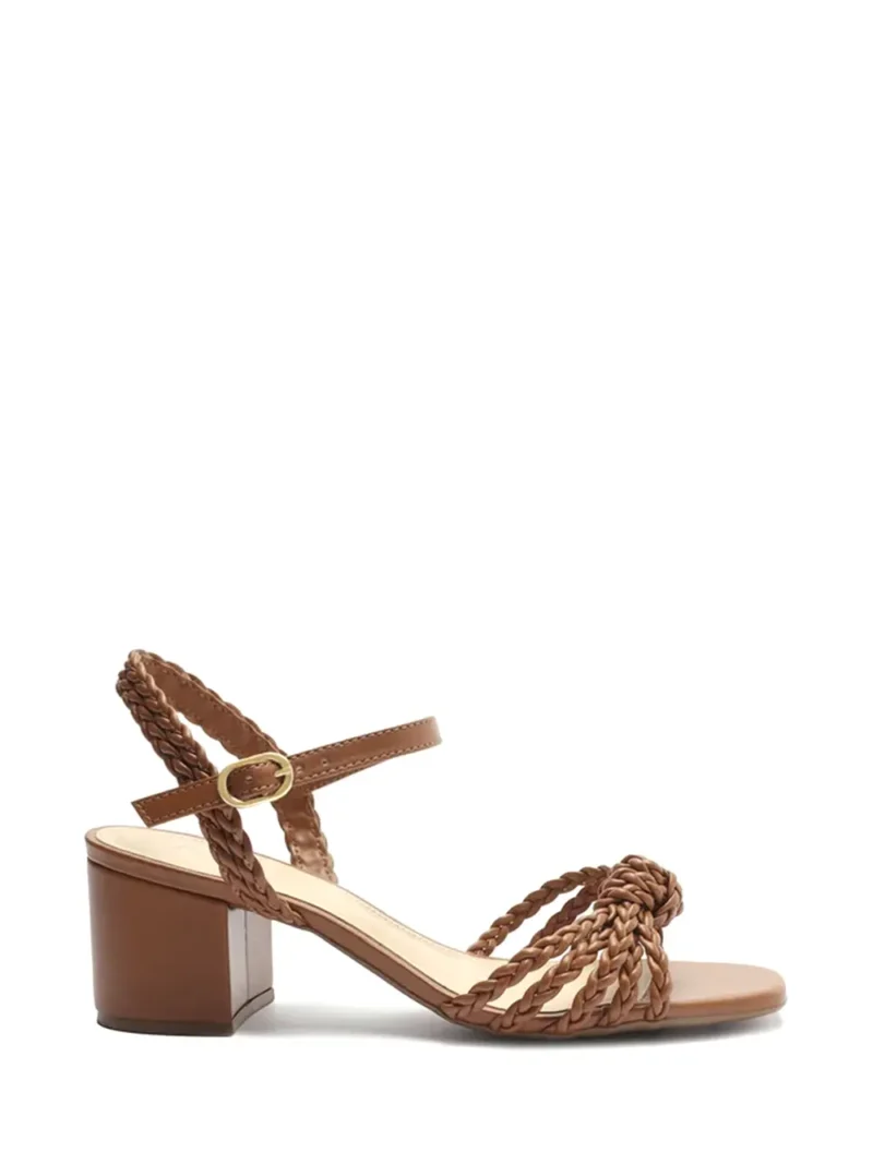 Sandália Arezzo em Pele Castanha com Tiras Entrançadas