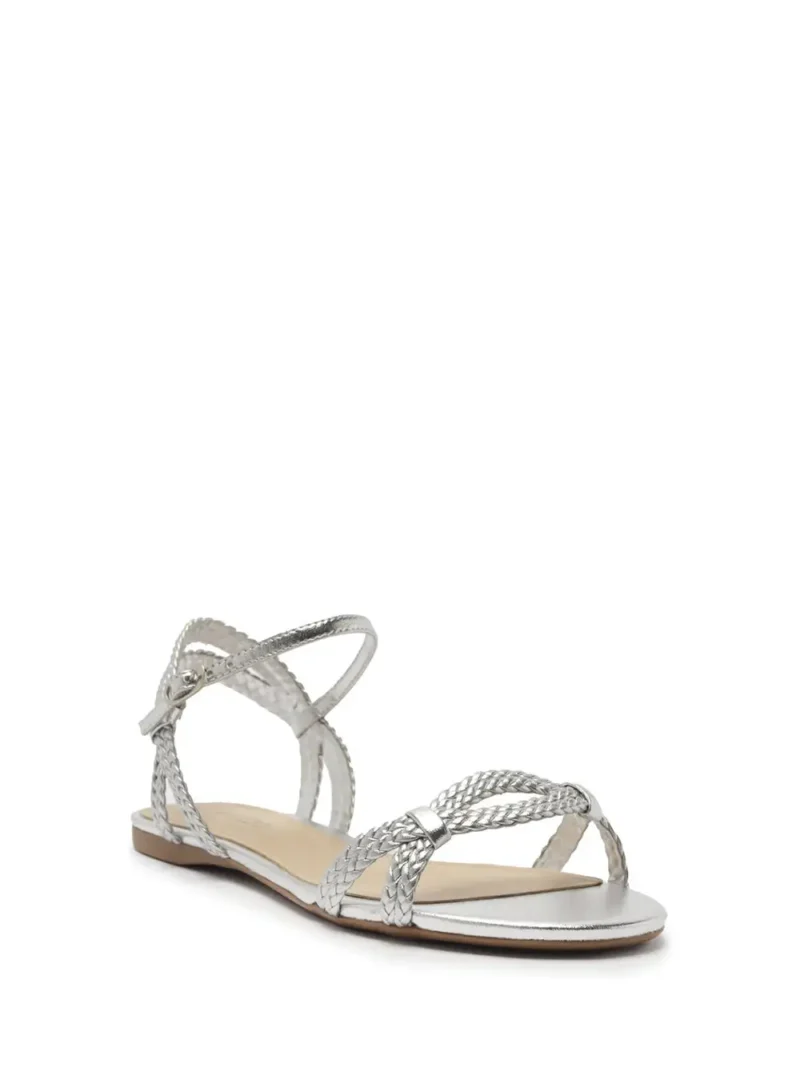 Alternative view of Sandália Arezzo em Pele Prata e Tiras Entrançadas