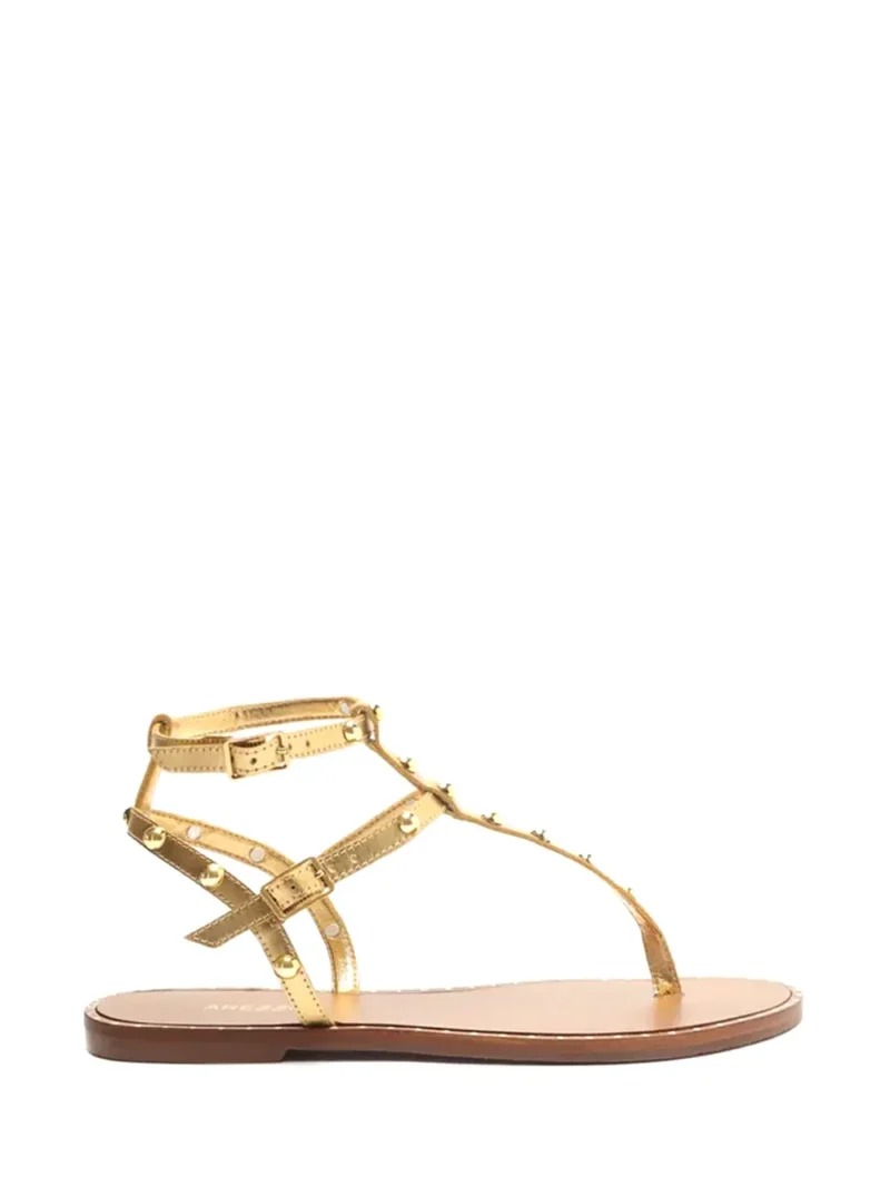 Sandália Arezzo em Pele Dourada com Tiras Múltiplas
