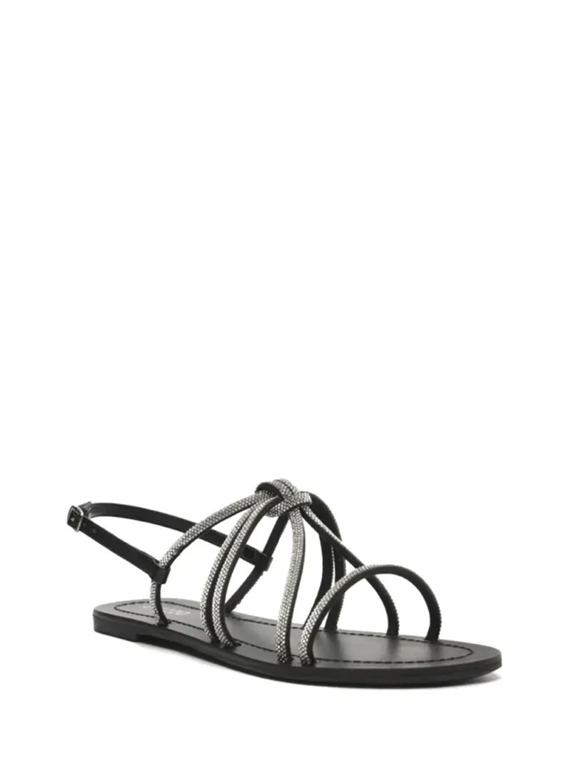 Alternative view of Sandália Arezzo Preta em Pele e Tiras com Strass