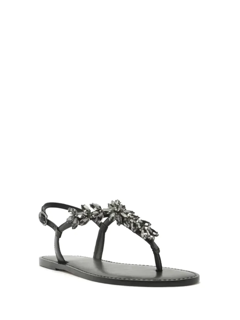 Alternative view of Sandália Arezzo Preta em Pele e Pormenor de Pedraria