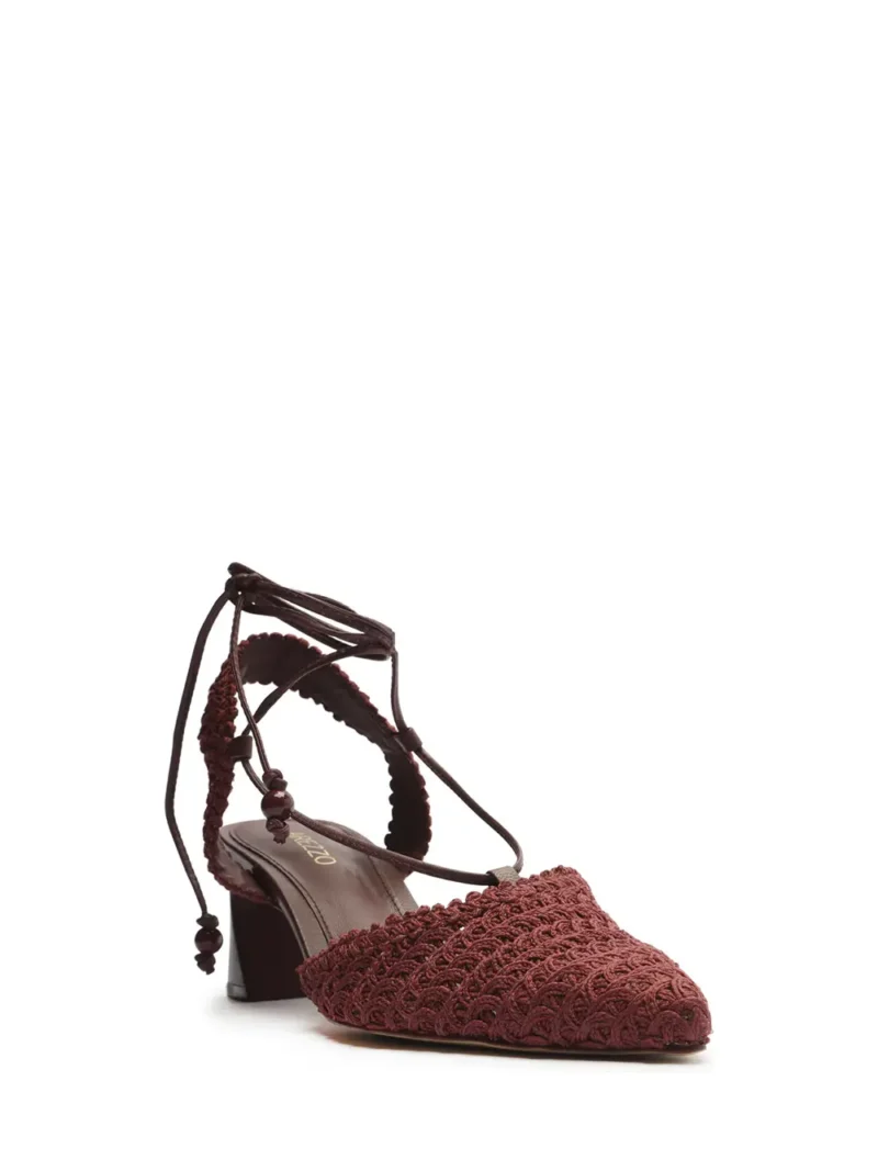 Alternative view of Mule Arezzo em Pele Bordeaux e Biqueira em Crochet