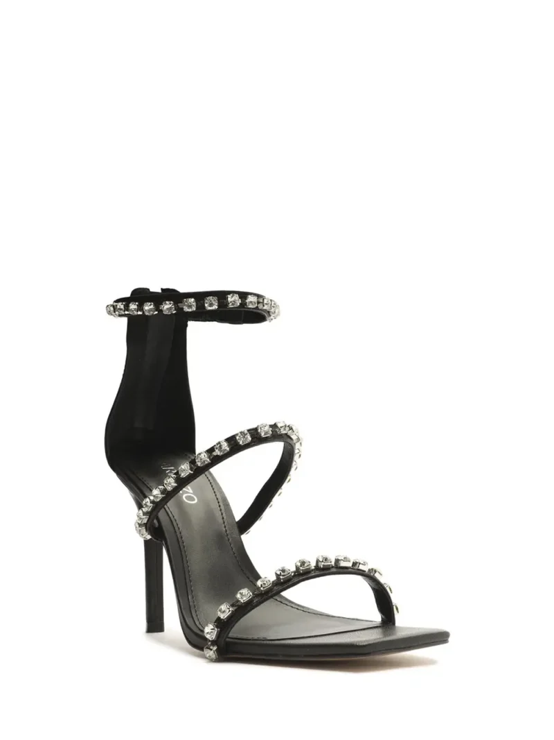 Alternative view of Sandália Arezzo Preta em Pele e Pormenor em Prata