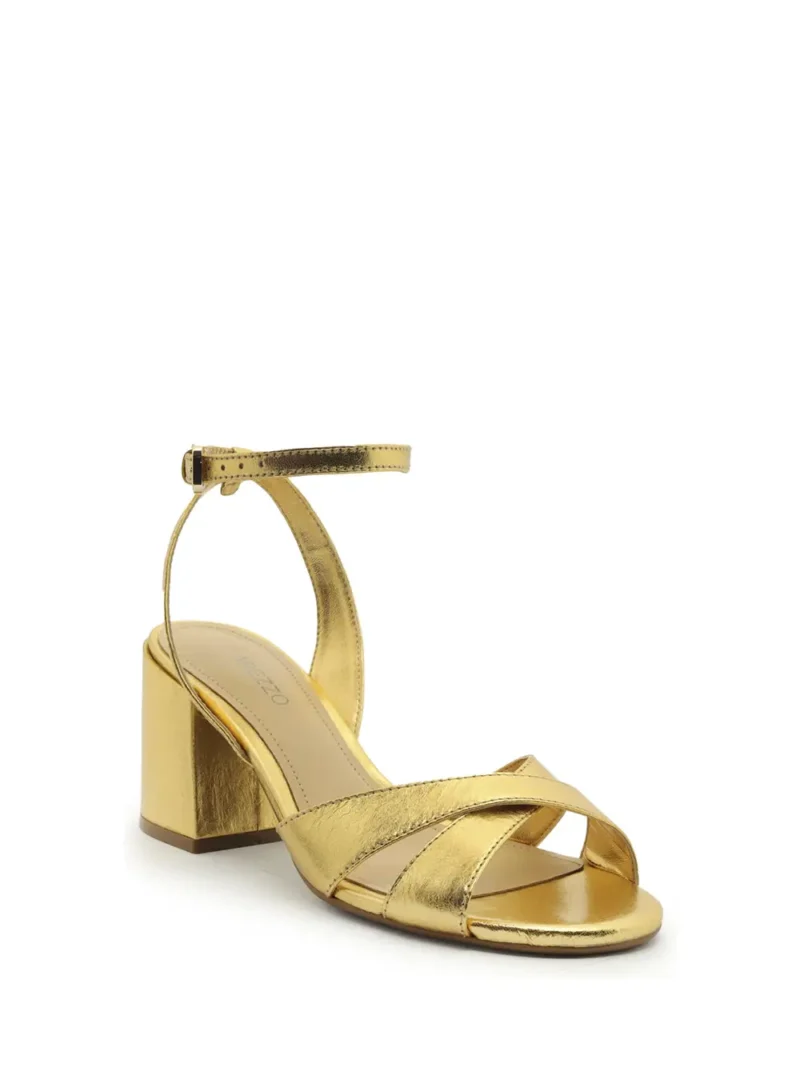 Alternative view of Sandália Arezzo em Pele Dourada e Tiras Cruzadas