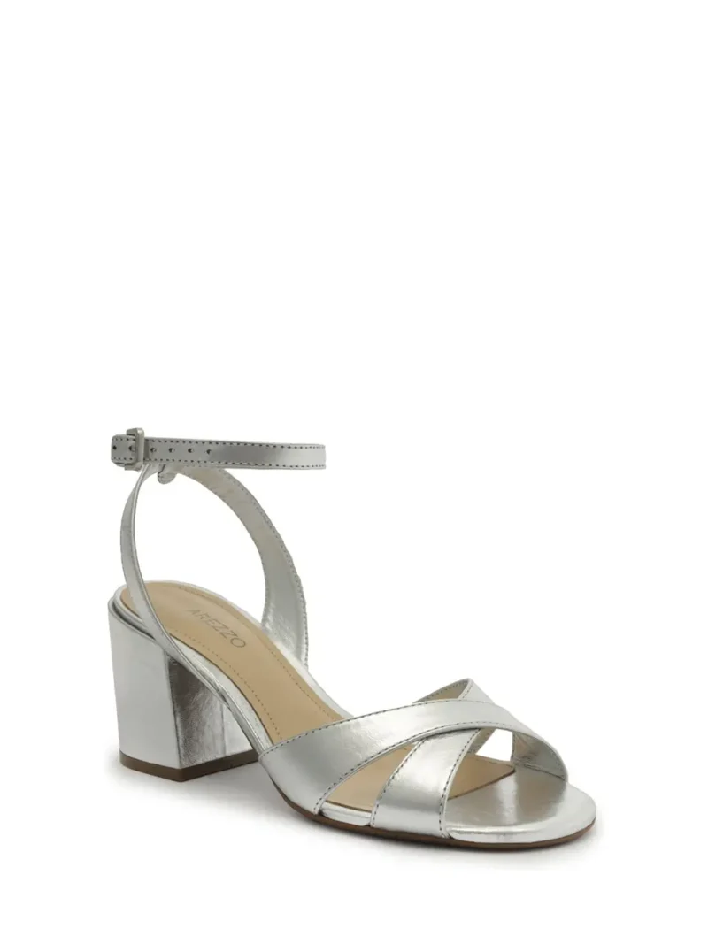 Alternative view of Sandália Arezzo em Pele Prata e Tiras Cruzadas