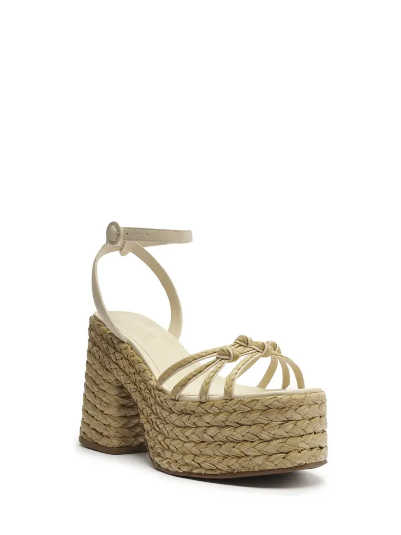Alternative view of Sandália Plataforma Arezzo em Pele Branca e Ráfia