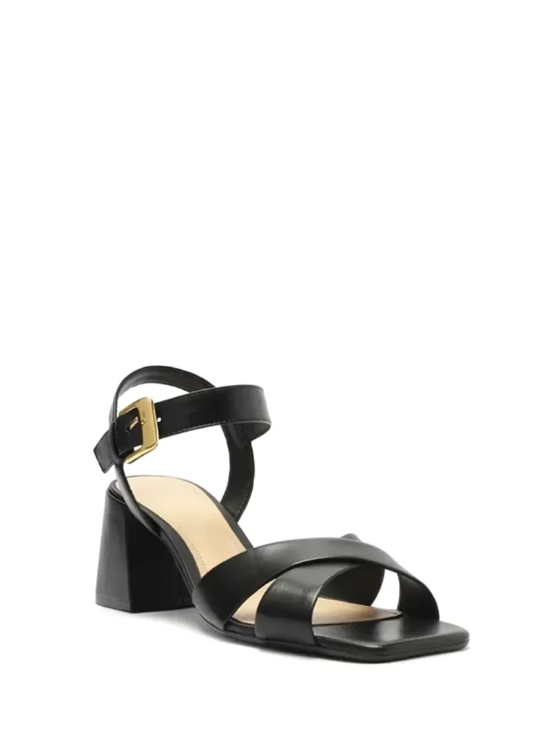 Alternative view of Sandália Arezzo Preta em Pele e Tiras Cruzadas