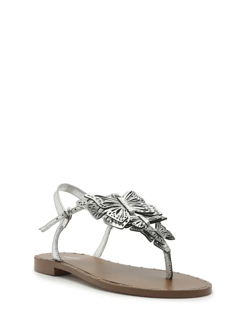 Alternative view of Sandália Arezzo em Pele Prata e Pormenor de Borboletas