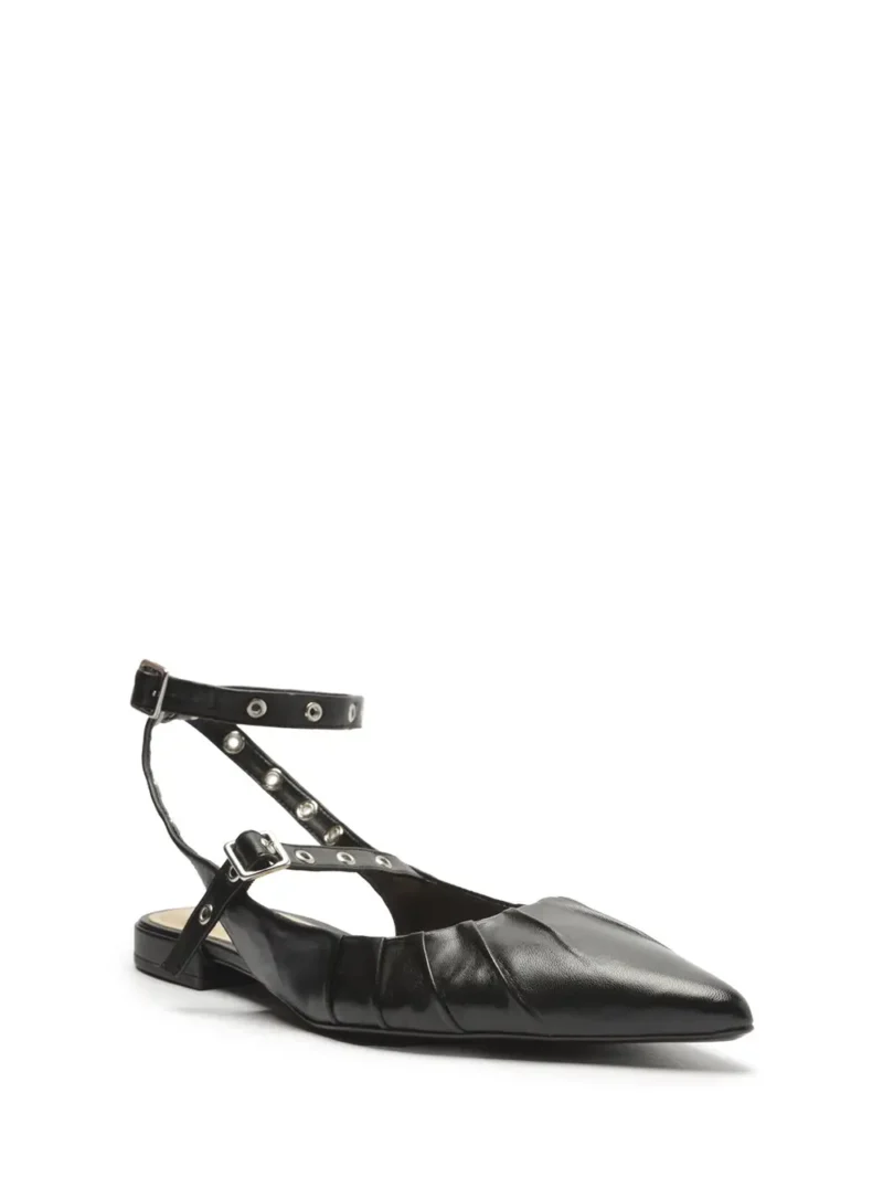 Alternative view of Mule Arezzo Preta em Pele e Biqueira Fina