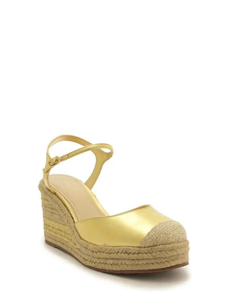 Alternative view of Sandália Plataforma Arezzo em Pele Dourada e Ráfia