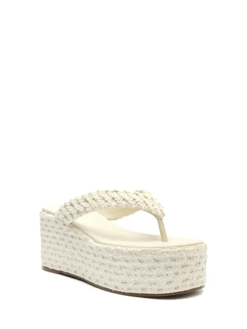 Alternative view of Sandália Flatform Arezzo em Crochet Branco