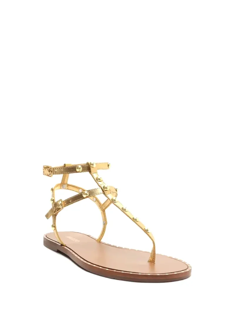 Alternative view of Sandália Arezzo em Pele Dourada com Tiras Múltiplas