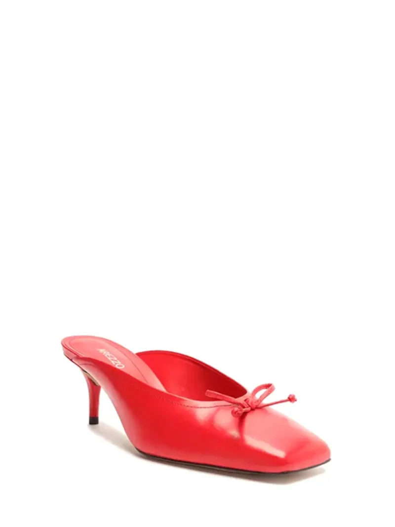 Alternative view of Mule Arezzo em Pele Vermelha e Biqueira Quadrada