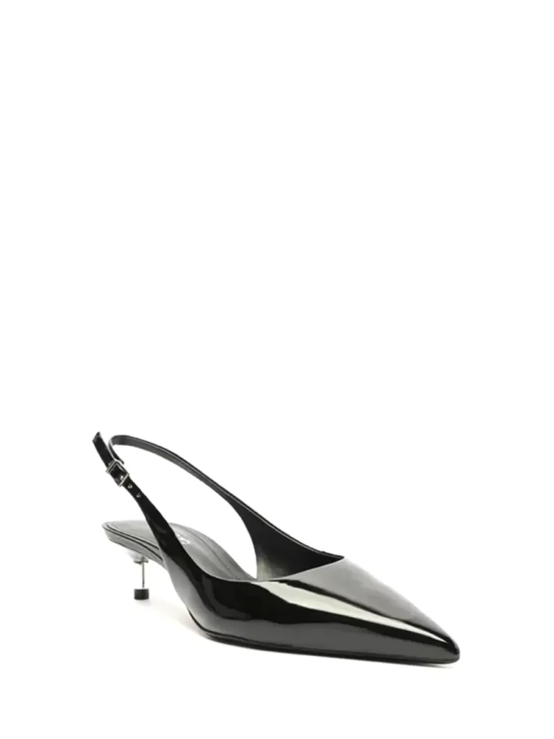 Alternative view of Mule Arezzo Preta em Pele com Biqueira Fina