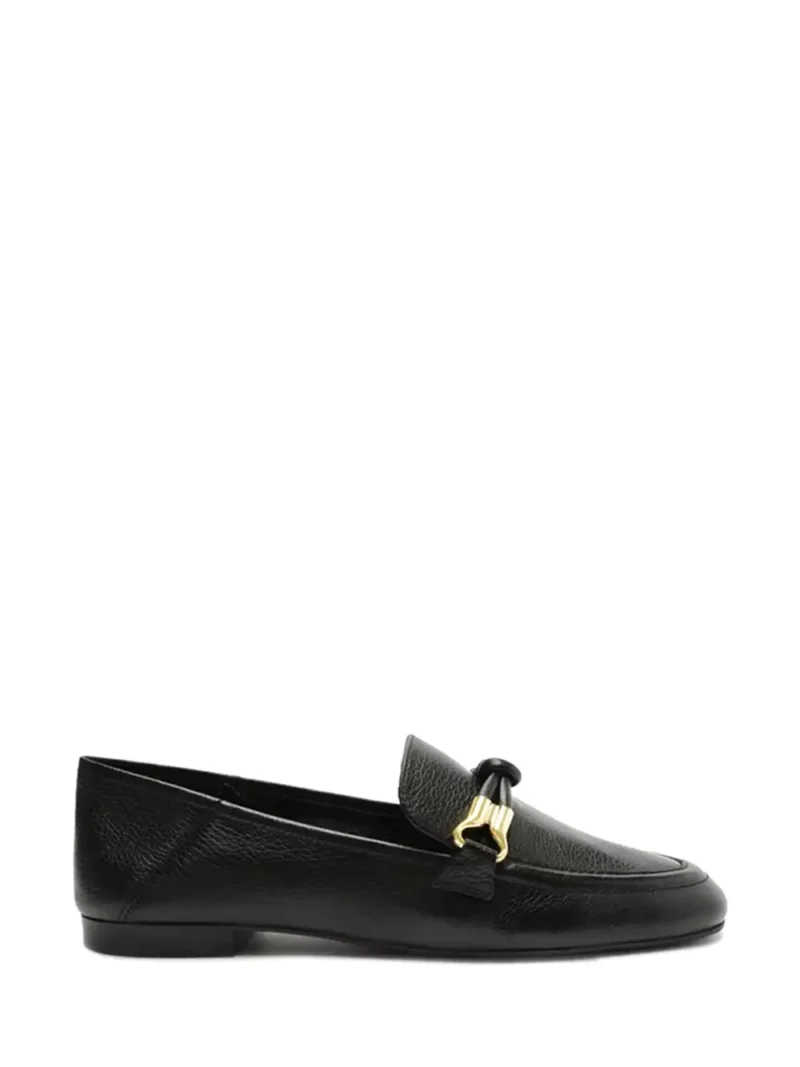Loafer Preto Arezzo em Pele e Pormenor em Dourado