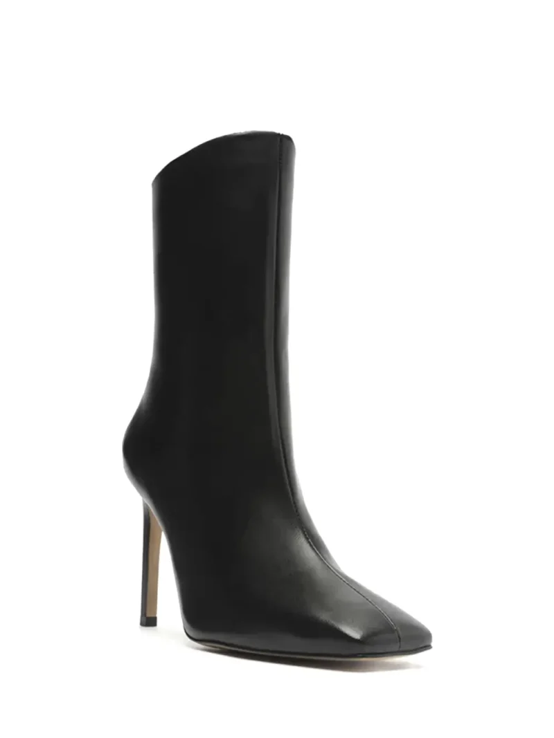 Alternative view of Bota Preta Arezzo em Pele e Salto Alto Fino