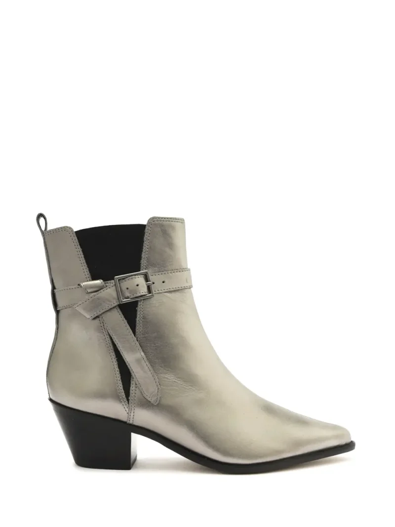 Bota Arezzo em Pele Prata e Abertura Lateral