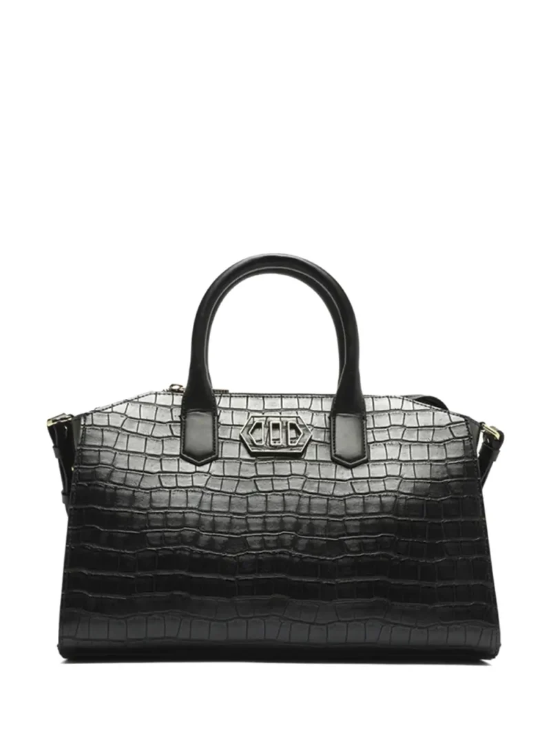 Mala Preta Arezzo em Pele com Efeito Croco