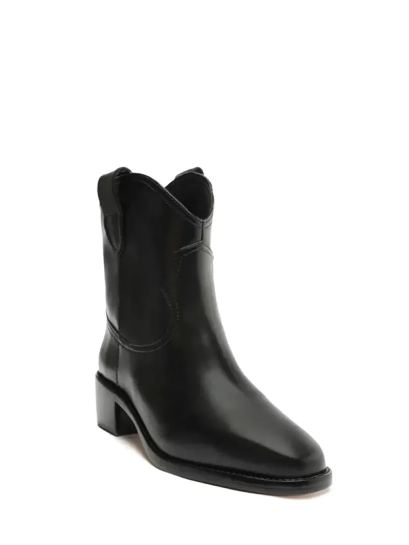 Alternative view of Bota Texana Arezzo Preta em Pele