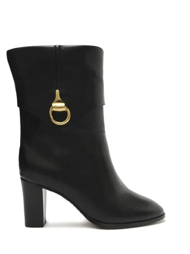 Bota Preta Arezzo em Pele e Salto Alto em Bloco