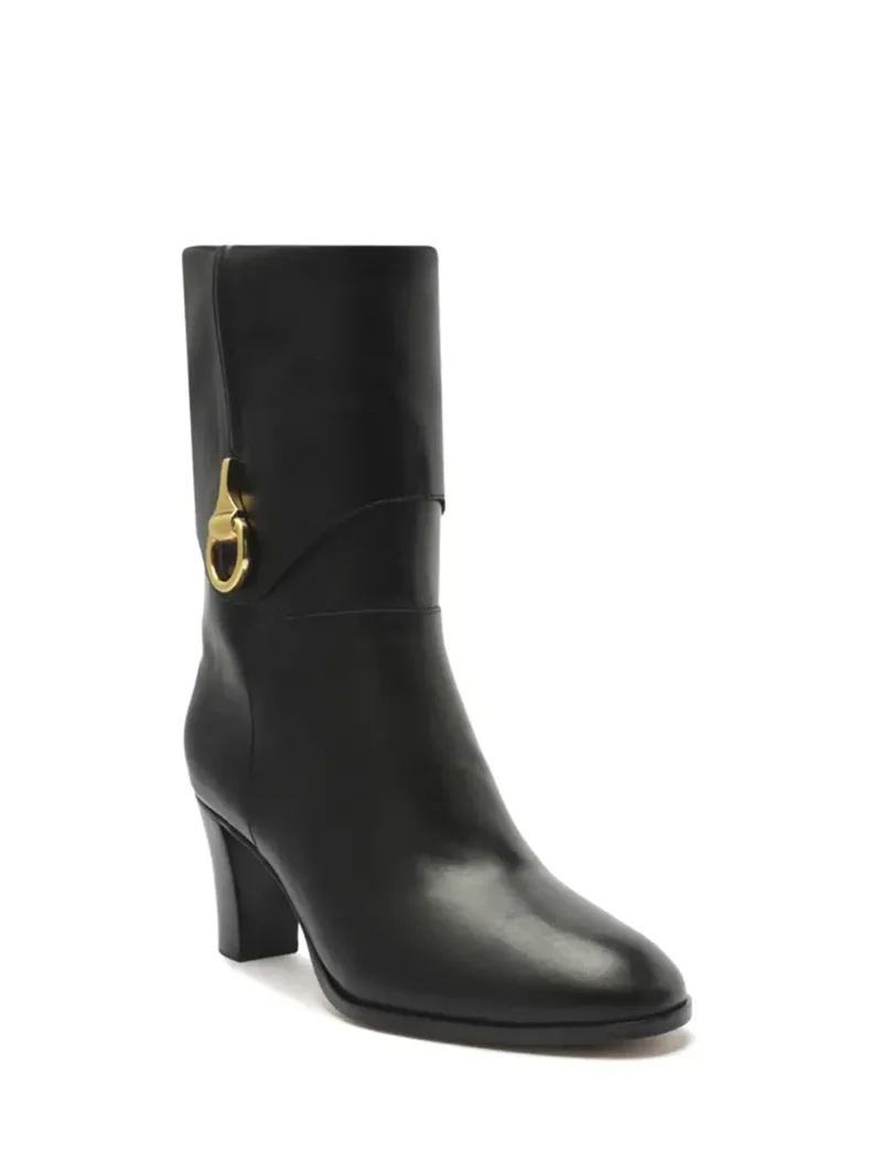 Bota Preta Arezzo em Pele e Salto Alto em Bloco