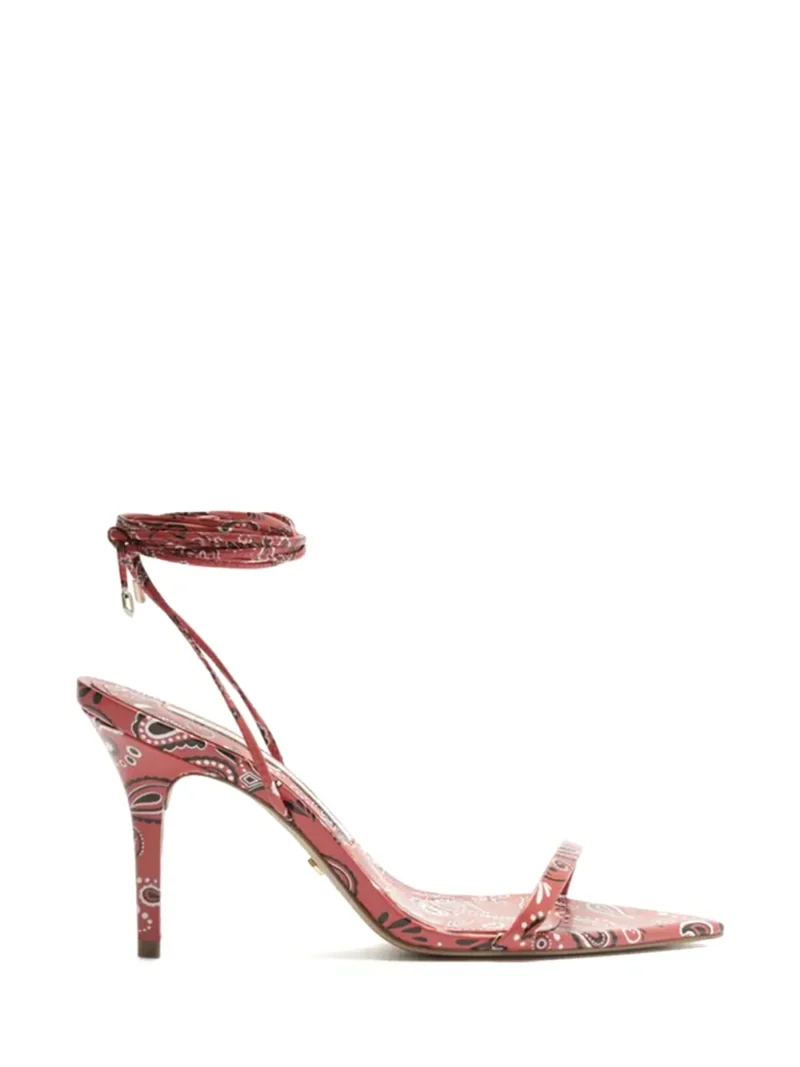 Sandália Arezzo em Estampa Paisley Vermelha e Tiras