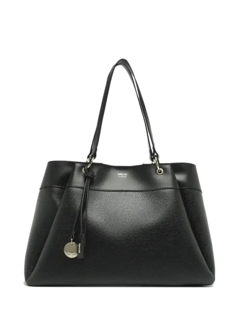 Mala Shopper Preta em Pele e Alça de Ombro