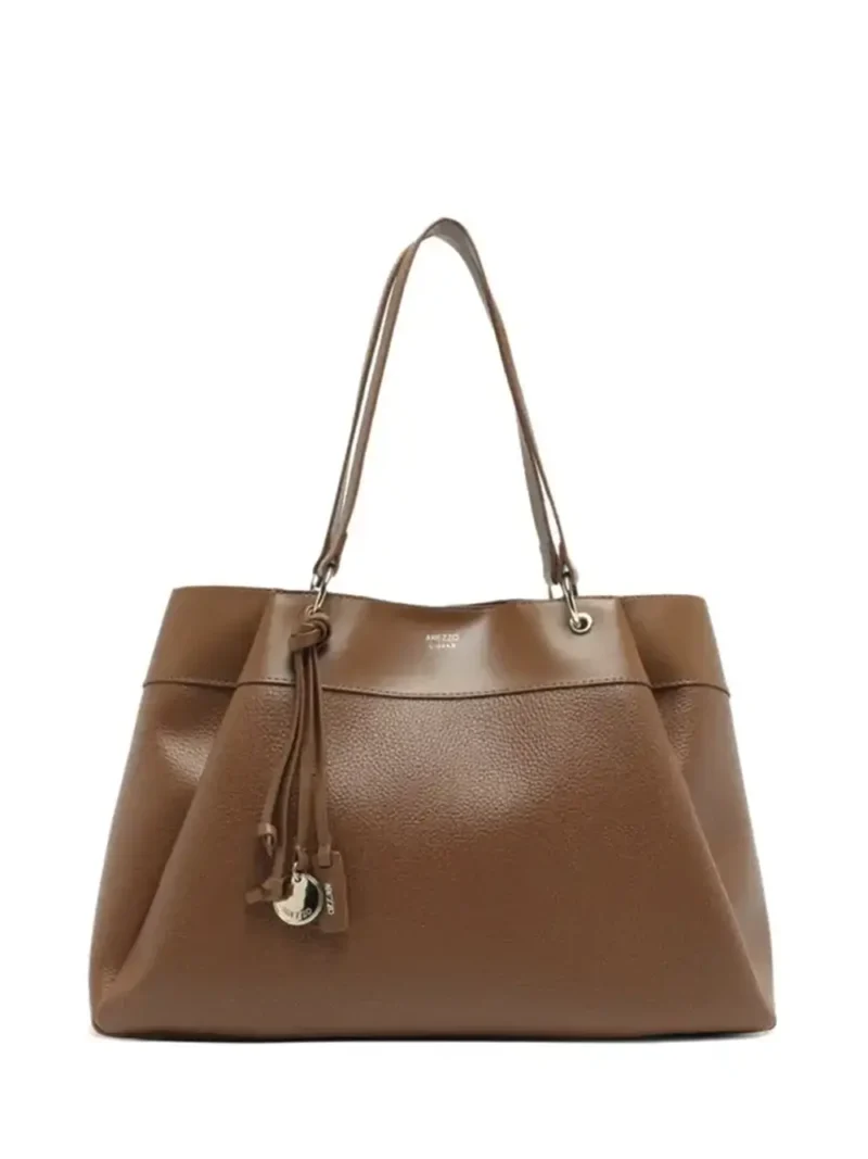 Mala Shopper em Pele Castanha e Alça de Ombro