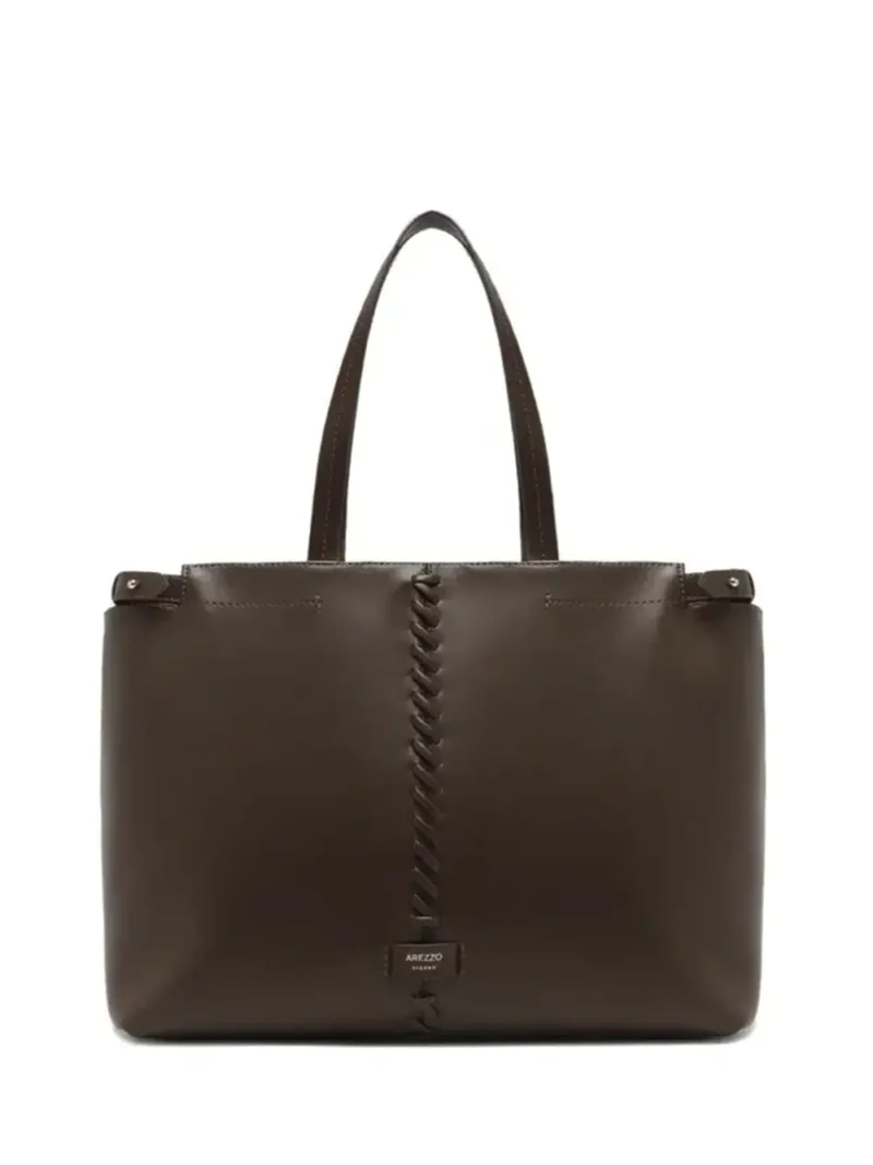 Mala Shopper em Pele Castanha e Pormenor de Costura
