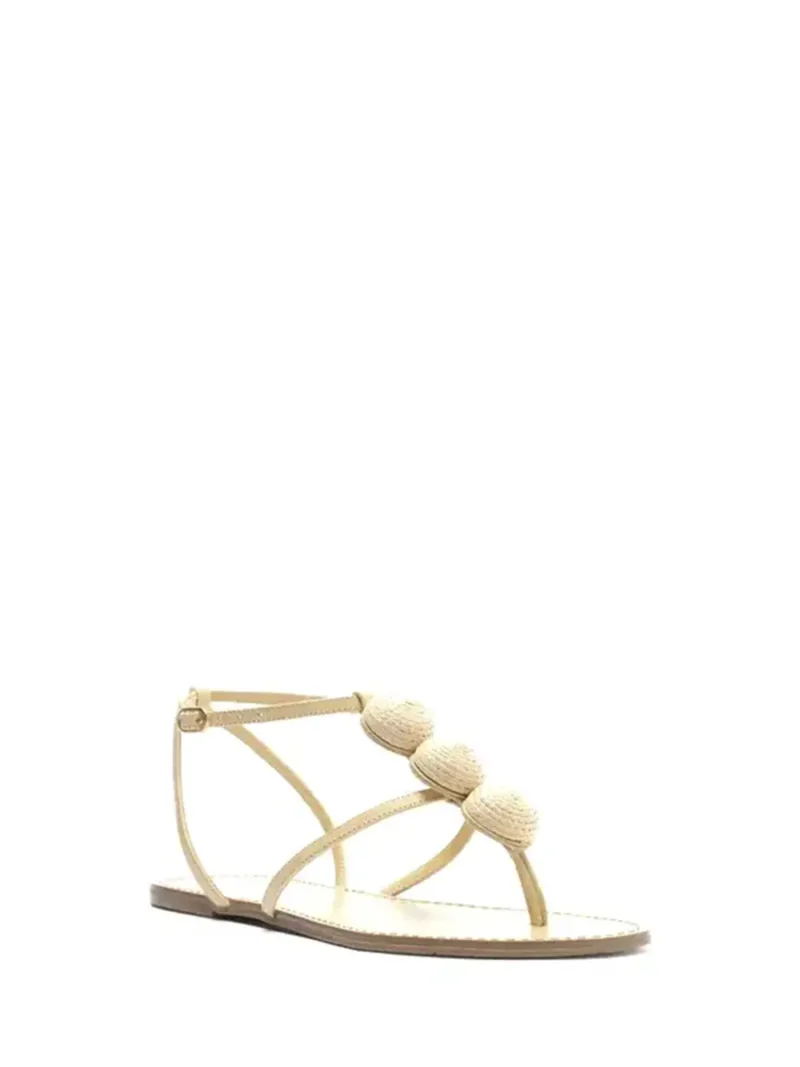 Alternative view of Sandália Rasa Arezzo em Pele Beige e Pormenor