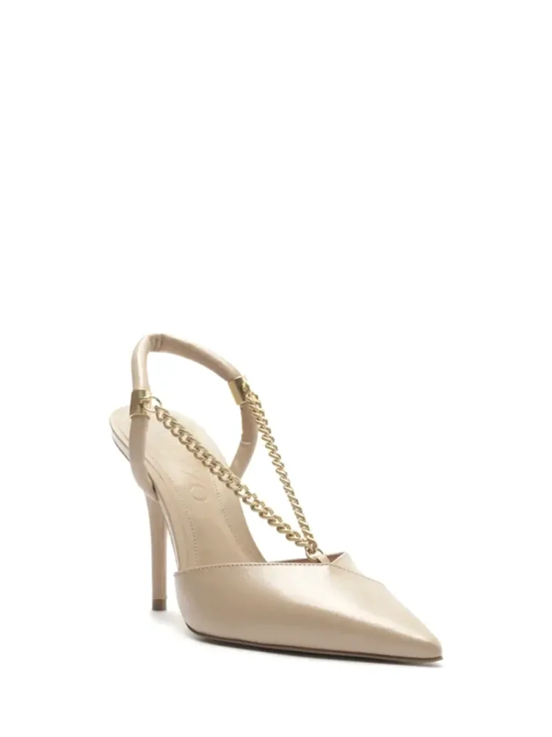 Scarpin Arezzo em Pele Beige e Corrente Dourada - Image 2
