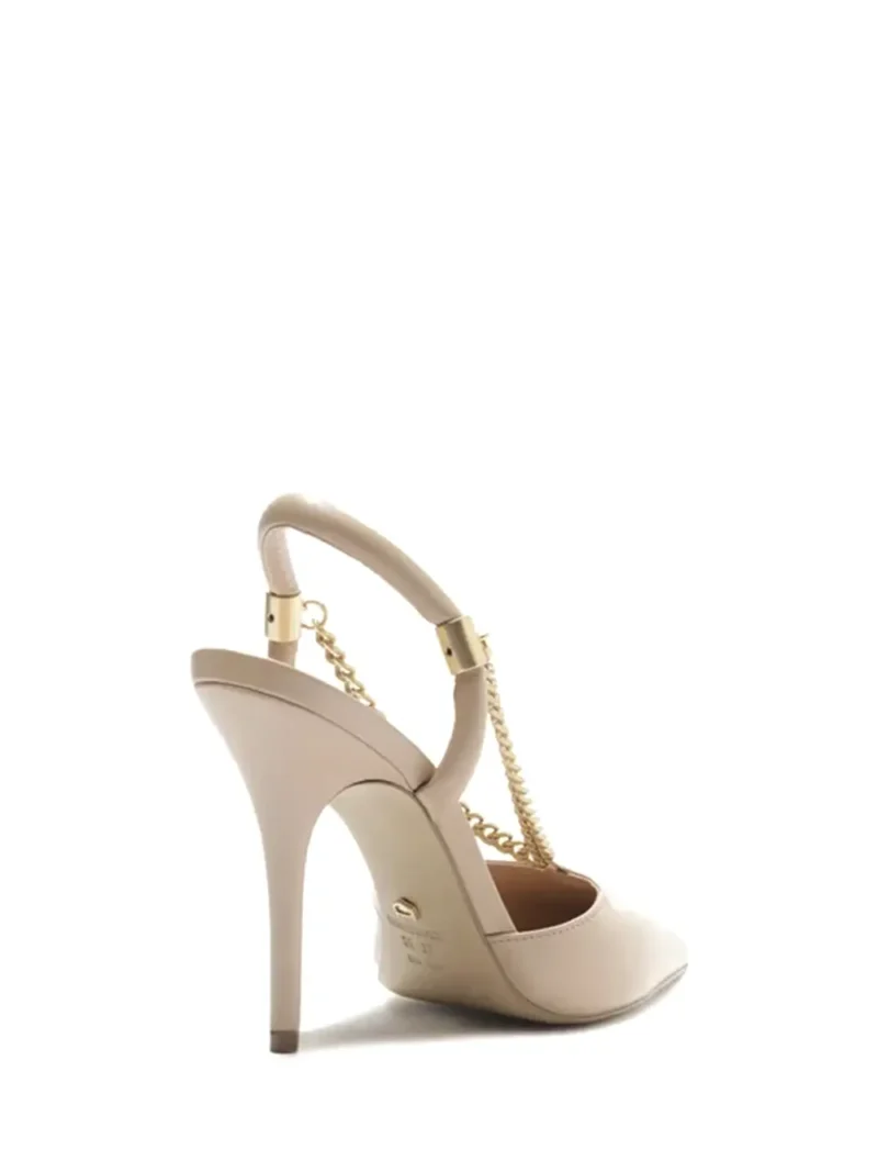 Scarpin Arezzo em Pele Beige e Corrente Dourada - Image 3