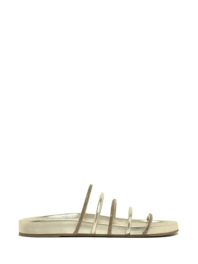 Sandália em Pele Dourada e Tiras